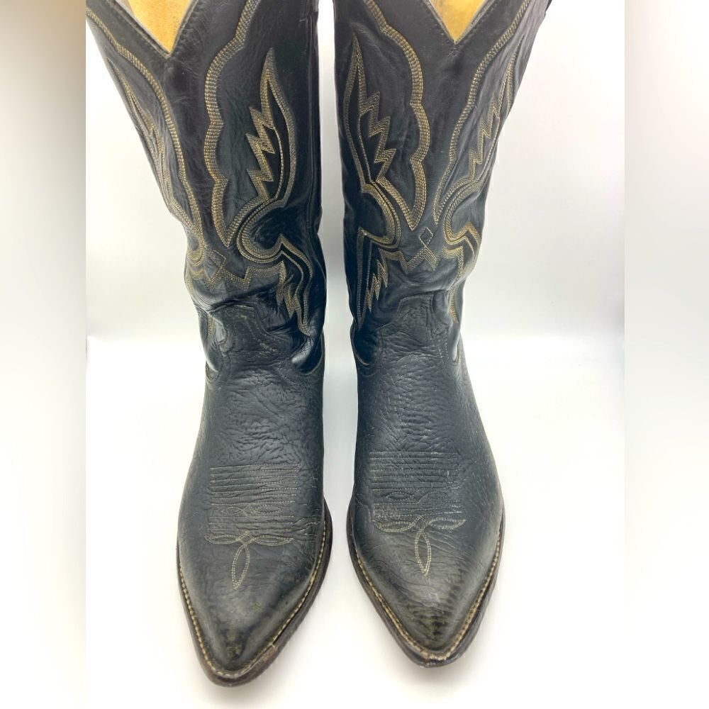 Vintage Tony Lama 6252 Shrunken Bull Shoulder Cowboy Boots SZ 9